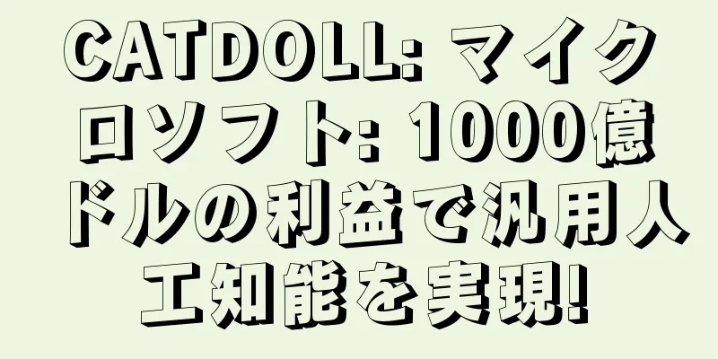 CATDOLL: マイクロソフト: 1000億ドルの利益で汎用人工知能を実現!
