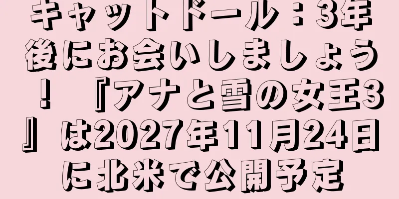 キャットドール：3年後にお会いしましょう！ 『アナと雪の女王3』は2027年11月24日に北米で公開予定