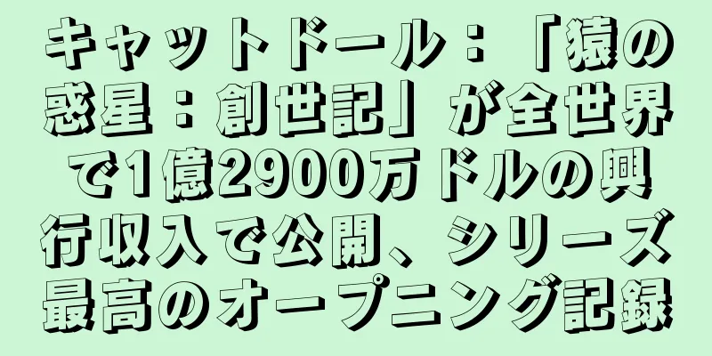キャットドール：「猿の惑星：創世記」が全世界で1億2900万ドルの興行収入で公開、シリーズ最高のオープニング記録