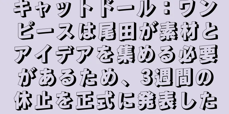 キャットドール：ワンピースは尾田が素材とアイデアを集める必要があるため、3週間の休止を正式に発表した