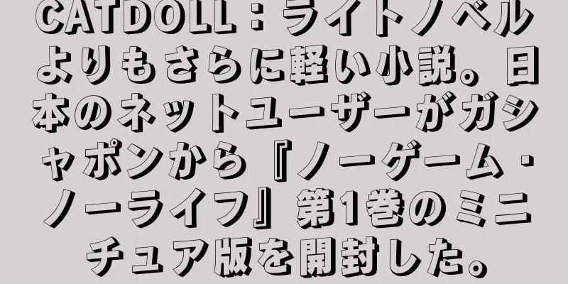 CATDOLL：ライトノベルよりもさらに軽い小説。日本のネットユーザーがガシャポンから『ノーゲーム・ノーライフ』第1巻のミニチュア版を開封した。