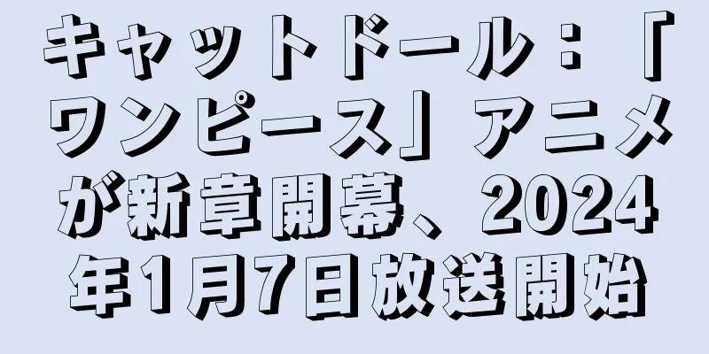 キャットドール：「ワンピース」アニメが新章開幕、2024年1月7日放送開始