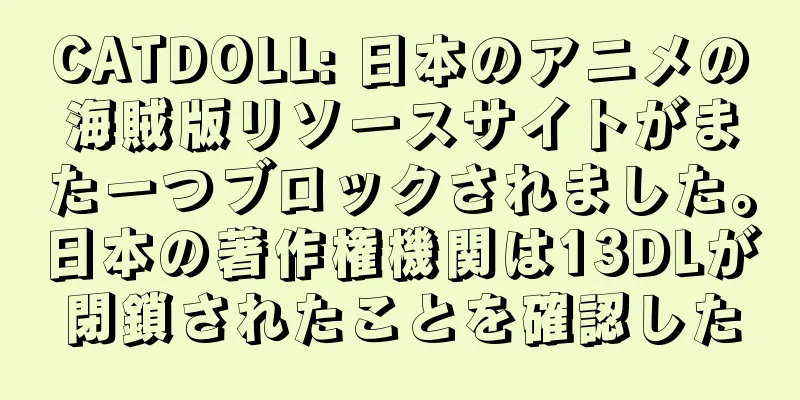CATDOLL: 日本のアニメの海賊版リソースサイトがまた一つブロックされました。日本の著作権機関は13DLが閉鎖されたことを確認した