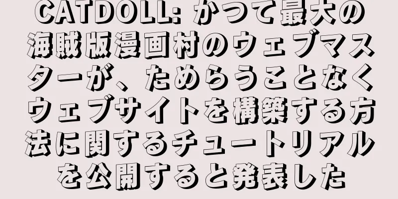 CATDOLL: かつて最大の海賊版漫画村のウェブマスターが、ためらうことなくウェブサイトを構築する方法に関するチュートリアルを公開すると発表した