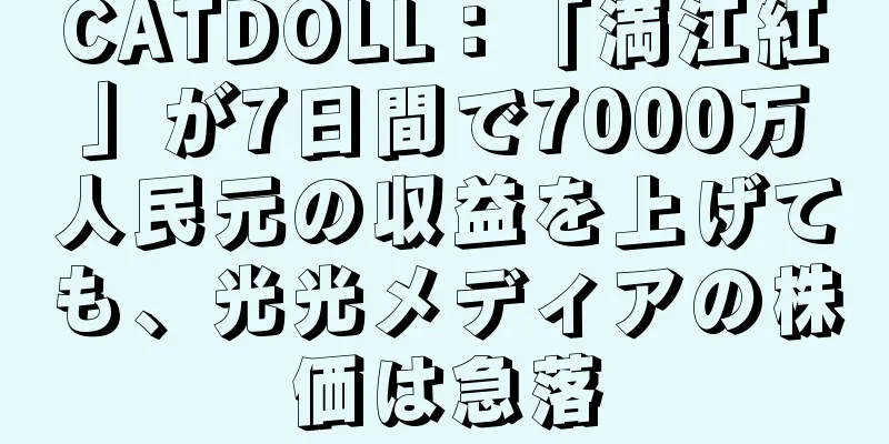 CATDOLL：「満江紅」が7日間で7000万人民元の収益を上げても、光光メディアの株価は急落