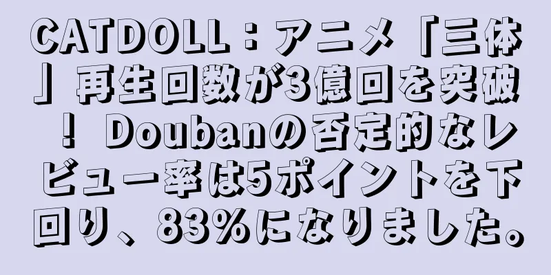 CATDOLL：アニメ「三体」再生回数が3億回を突破！ Doubanの否定的なレビュー率は5ポイントを下回り、83%になりました。