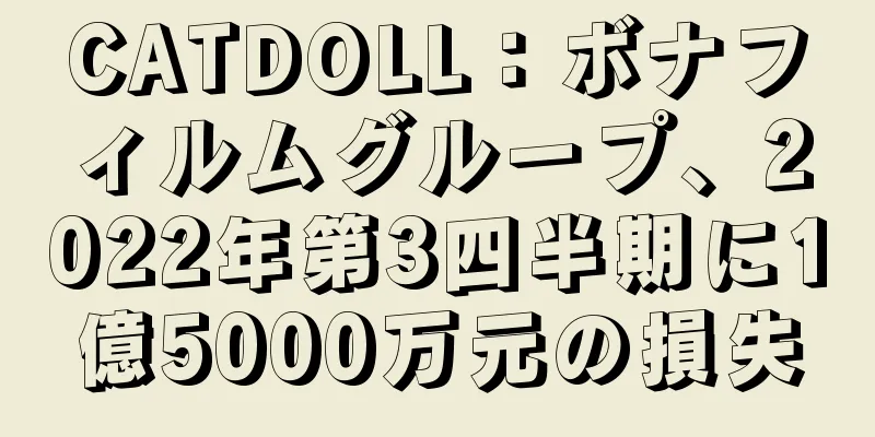 CATDOLL：ボナフィルムグループ、2022年第3四半期に1億5000万元の損失