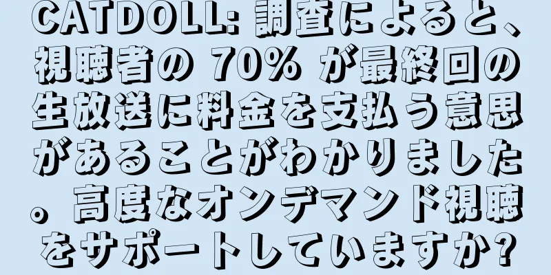 CATDOLL: 調査によると、視聴者の 70% が最終回の生放送に料金を支払う意思があることがわかりました。高度なオンデマンド視聴をサポートしていますか?