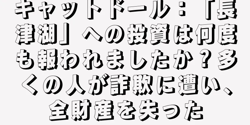 キャットドール：「長津湖」への投資は何度も報われましたか？多くの人が詐欺に遭い、全財産を失った