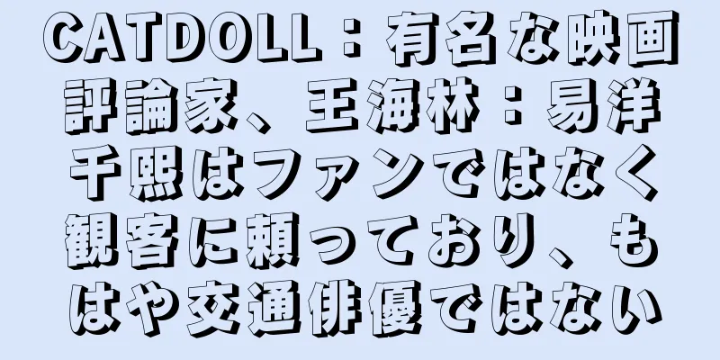 CATDOLL：有名な映画評論家、王海林：易洋千熙はファンではなく観客に頼っており、もはや交通俳優ではない