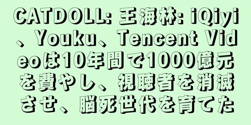 CATDOLL: 王海林: iQiyi、Youku、Tencent Videoは10年間で1000億元を費やし、視聴者を消滅させ、脳死世代を育てた