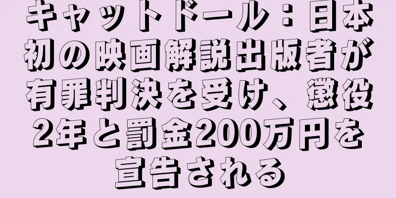 キャットドール：日本初の映画解説出版者が有罪判決を受け、懲役2年と罰金200万円を宣告される