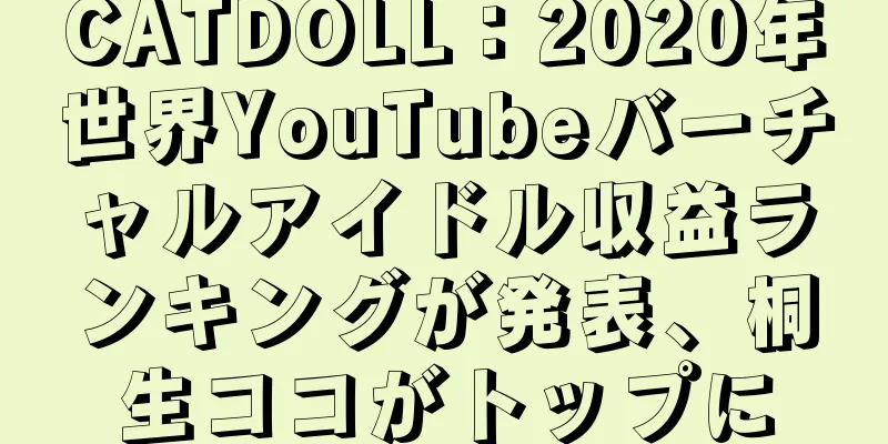 CATDOLL：2020年世界YouTubeバーチャルアイドル収益ランキングが発表、桐生ココがトップに
