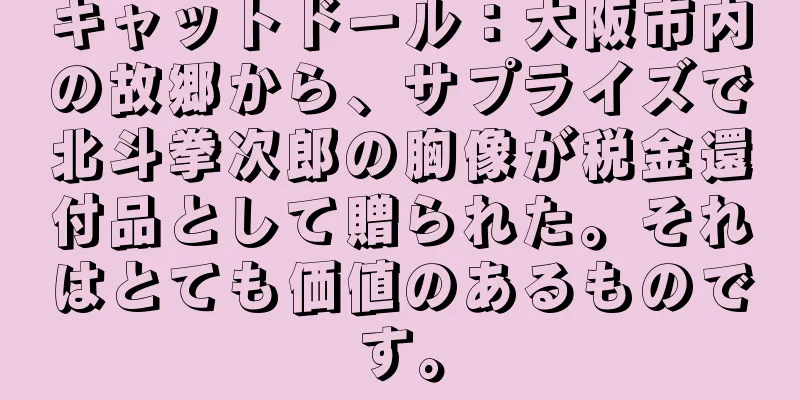 キャットドール：大阪市内の故郷から、サプライズで北斗拳次郎の胸像が税金還付品として贈られた。それはとても価値のあるものです。
