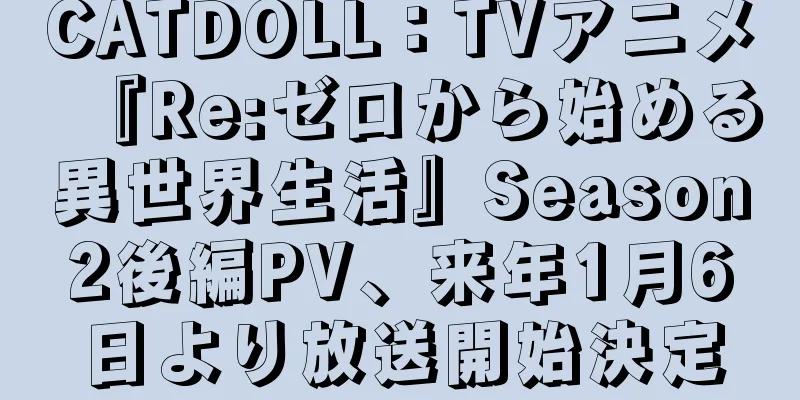 CATDOLL：TVアニメ『Re:ゼロから始める異世界生活』Season2後編PV、来年1月6日より放送開始決定