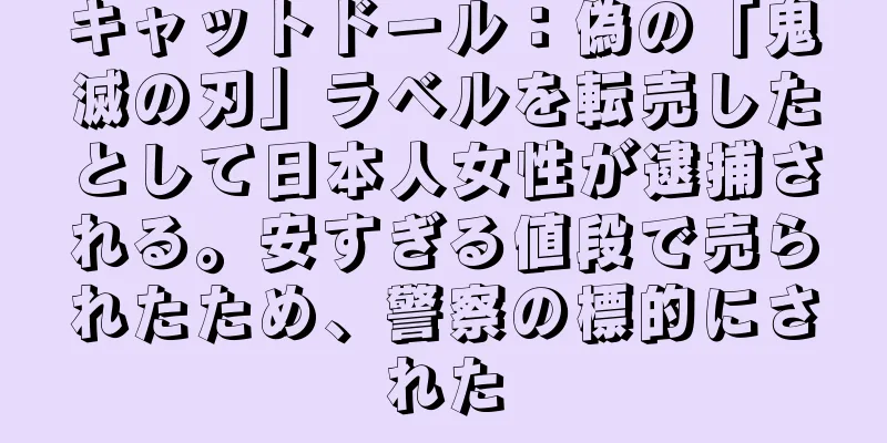 キャットドール：偽の「鬼滅の刃」ラベルを転売したとして日本人女性が逮捕される。安すぎる値段で売られたため、警察の標的にされた