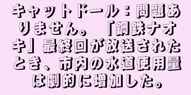キャットドール：問題ありません。 「鋼鉄ナオキ」最終回が放送されたとき、市内の水道使用量は劇的に増加した。