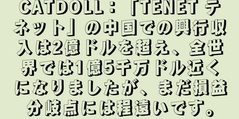 CATDOLL：「TENET テネット」の中国での興行収入は2億ドルを超え、全世界では1億5千万ドル近くになりましたが、まだ損益分岐点には程遠いです。