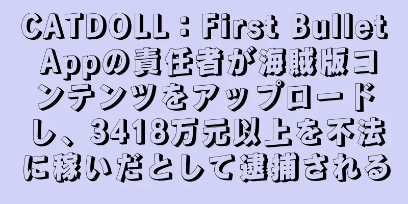 CATDOLL：First Bullet Appの責任者が海賊版コンテンツをアップロードし、3418万元以上を不法に稼いだとして逮捕される
