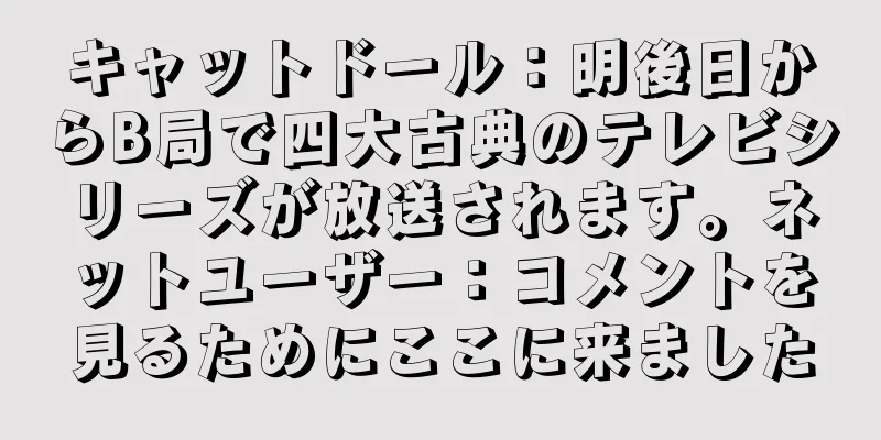 キャットドール：明後日からB局で四大古典のテレビシリーズが放送されます。ネットユーザー：コメントを見るためにここに来ました