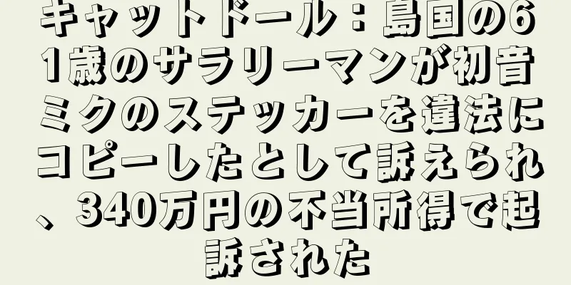 キャットドール：島国の61歳のサラリーマンが初音ミクのステッカーを違法にコピーしたとして訴えられ、340万円の不当所得で起訴された