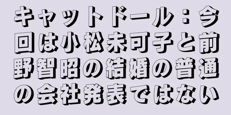 キャットドール：今回は小松未可子と前野智昭の結婚の普通の会社発表ではない