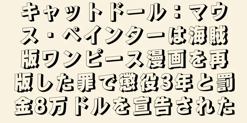 キャットドール：マウス・ペインターは海賊版ワンピース漫画を再版した罪で懲役3年と罰金8万ドルを宣告された