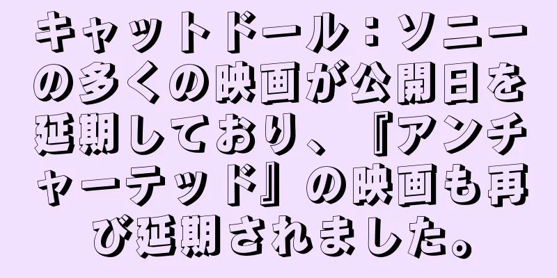 キャットドール：ソニーの多くの映画が公開日を延期しており、『アンチャーテッド』の映画も再び延期されました。