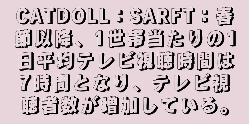 CATDOLL：SARFT：春節以降、1世帯当たりの1日平均テレビ視聴時間は7時間となり、テレビ視聴者数が増加している。
