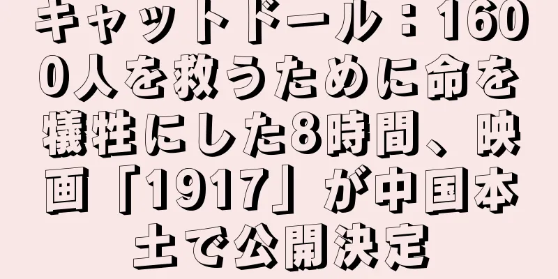キャットドール：1600人を救うために命を犠牲にした8時間、映画「1917」が中国本土で公開決定