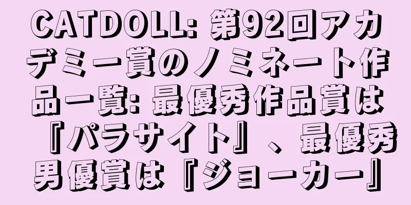 CATDOLL: 第92回アカデミー賞のノミネート作品一覧: 最優秀作品賞は『パラサイト』、最優秀男優賞は『ジョーカー』