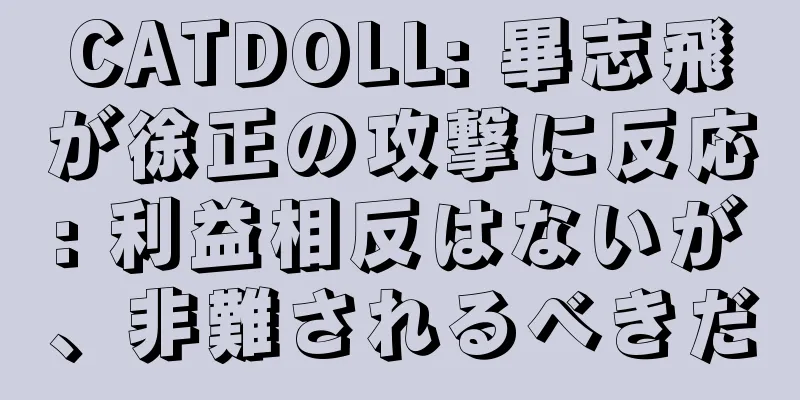 CATDOLL: 畢志飛が徐正の攻撃に反応: 利益相反はないが、非難されるべきだ