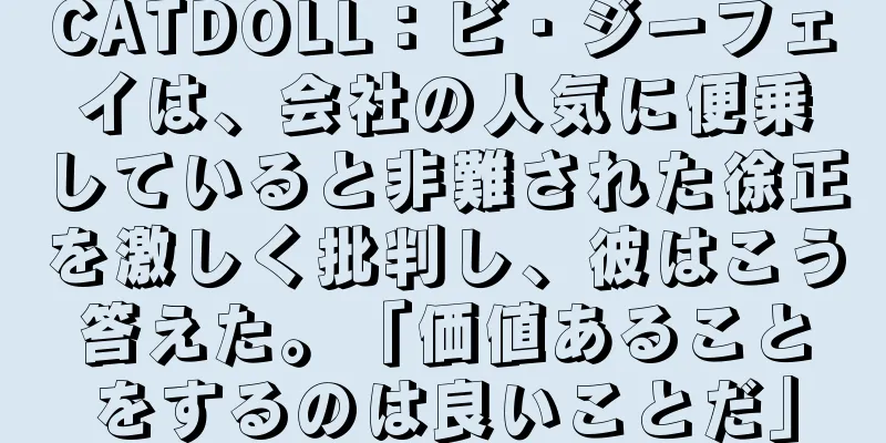 CATDOLL：ビ・ジーフェイは、会社の人気に便乗していると非難された徐正を激しく批判し、彼はこう答えた。「価値あることをするのは良いことだ」