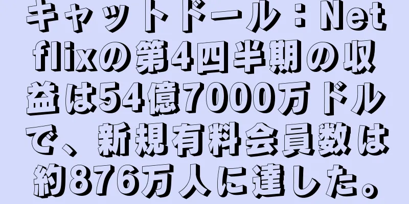 キャットドール：Netflixの第4四半期の収益は54億7000万ドルで、新規有料会員数は約876万人に達した。