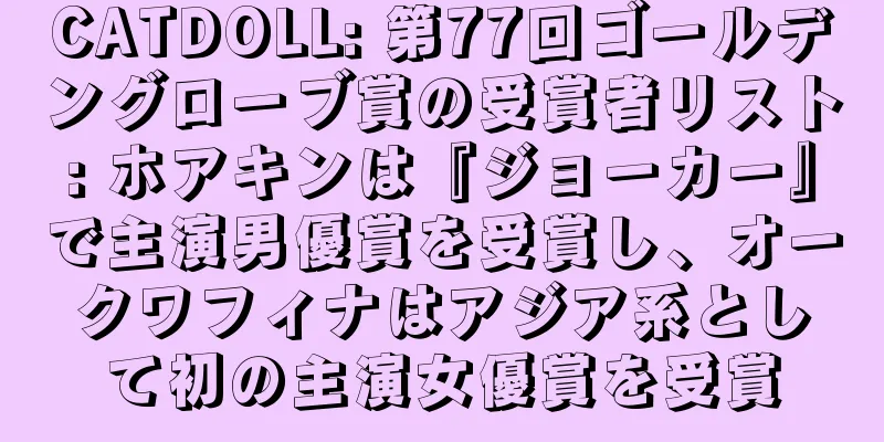CATDOLL: 第77回ゴールデングローブ賞の受賞者リスト: ホアキンは『ジョーカー』で主演男優賞を受賞し、オークワフィナはアジア系として初の主演女優賞を受賞