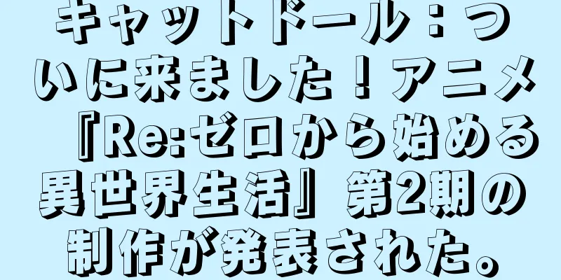 キャットドール：ついに来ました！アニメ『Re:ゼロから始める異世界生活』第2期の制作が発表された。