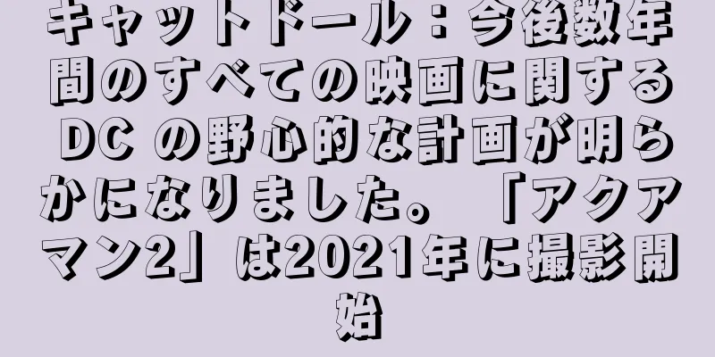 キャットドール：今後数年間のすべての映画に関する DC の野心的な計画が明らかになりました。 「アクアマン2」は2021年に撮影開始