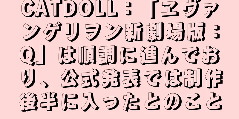CATDOLL：「ヱヴァンゲリヲン新劇場版：Q」は順調に進んでおり、公式発表では制作後半に入ったとのこと