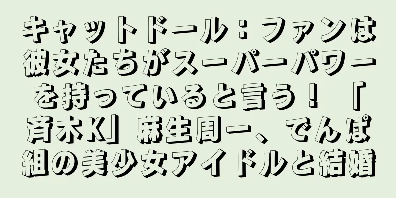 キャットドール：ファンは彼女たちがスーパーパワーを持っていると言う！ 「斉木K」麻生周一、でんぱ組の美少女アイドルと結婚