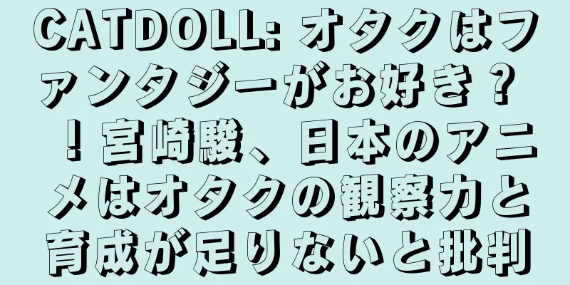 CATDOLL: オタクはファンタジーがお好き？ ！宮崎駿、日本のアニメはオタクの観察力と育成が足りないと批判