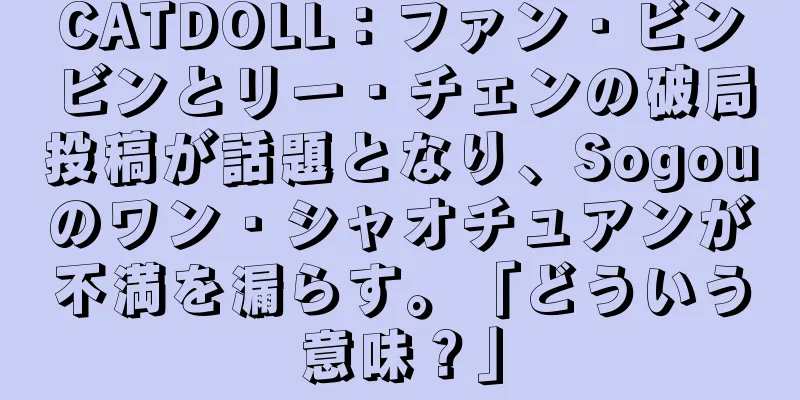 CATDOLL：ファン・ビンビンとリー・チェンの破局投稿が話題となり、Sogouのワン・シャオチュアンが不満を漏らす。「どういう意味？」
