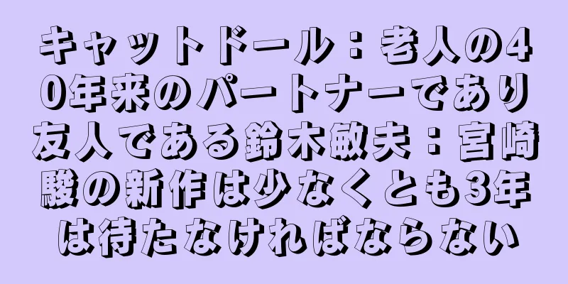 キャットドール：老人の40年来のパートナーであり友人である鈴木敏夫：宮崎駿の新作は少なくとも3年は待たなければならない